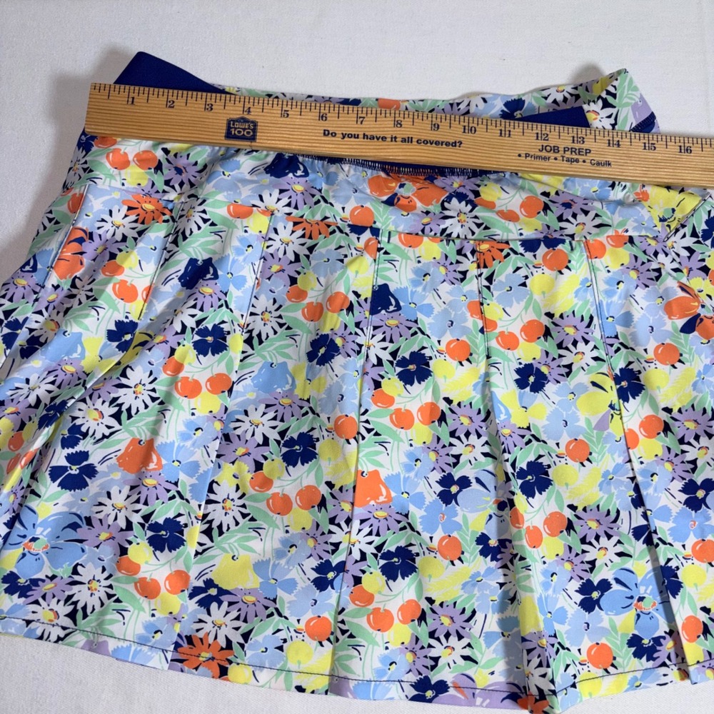 RLX Ralph Lauren Golf Skort Medium Blue Floral Fruit New Water Repellent Pleated - Picture 9 of 10